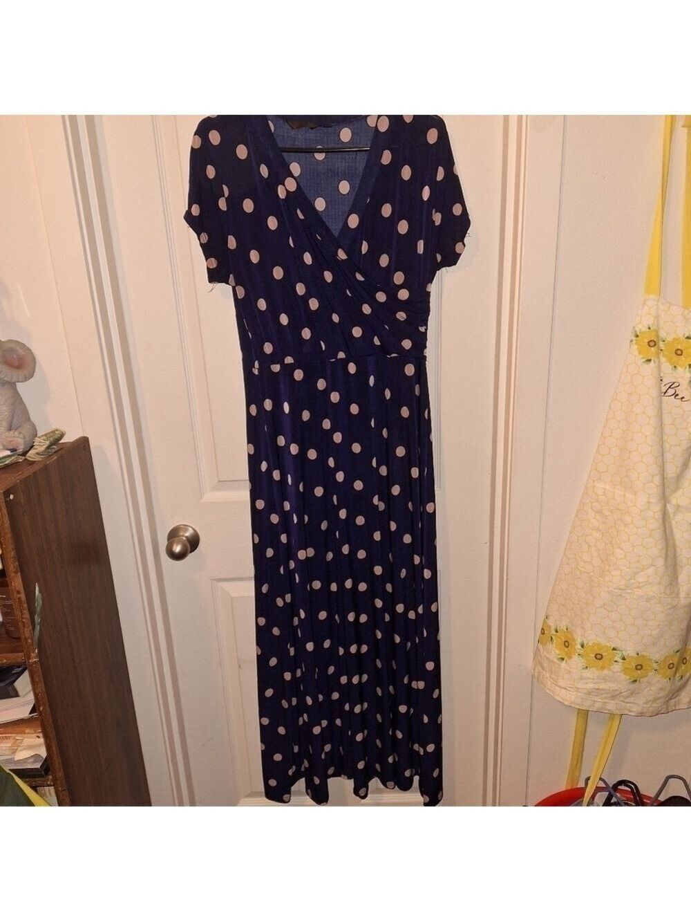 Blue Polka Dot Maxi Dress Large - Picture 3 of 8